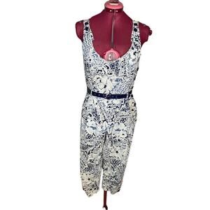 jumpsuit tribal urban overall 1980s navy blue white